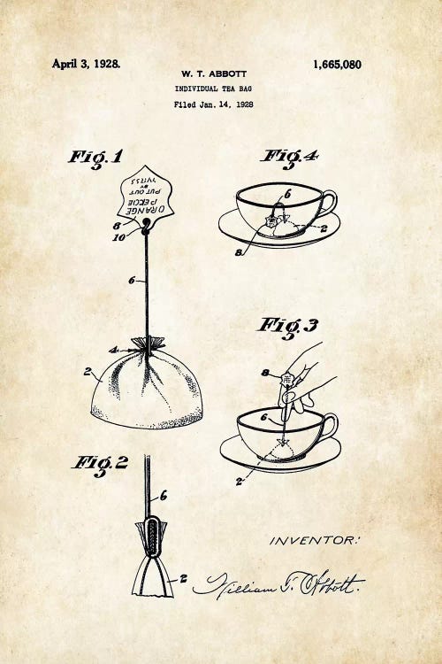 Tea Bag by Patent77 wall art