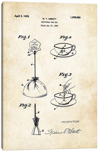 Tea Bag Canvas Art Print - Patent77