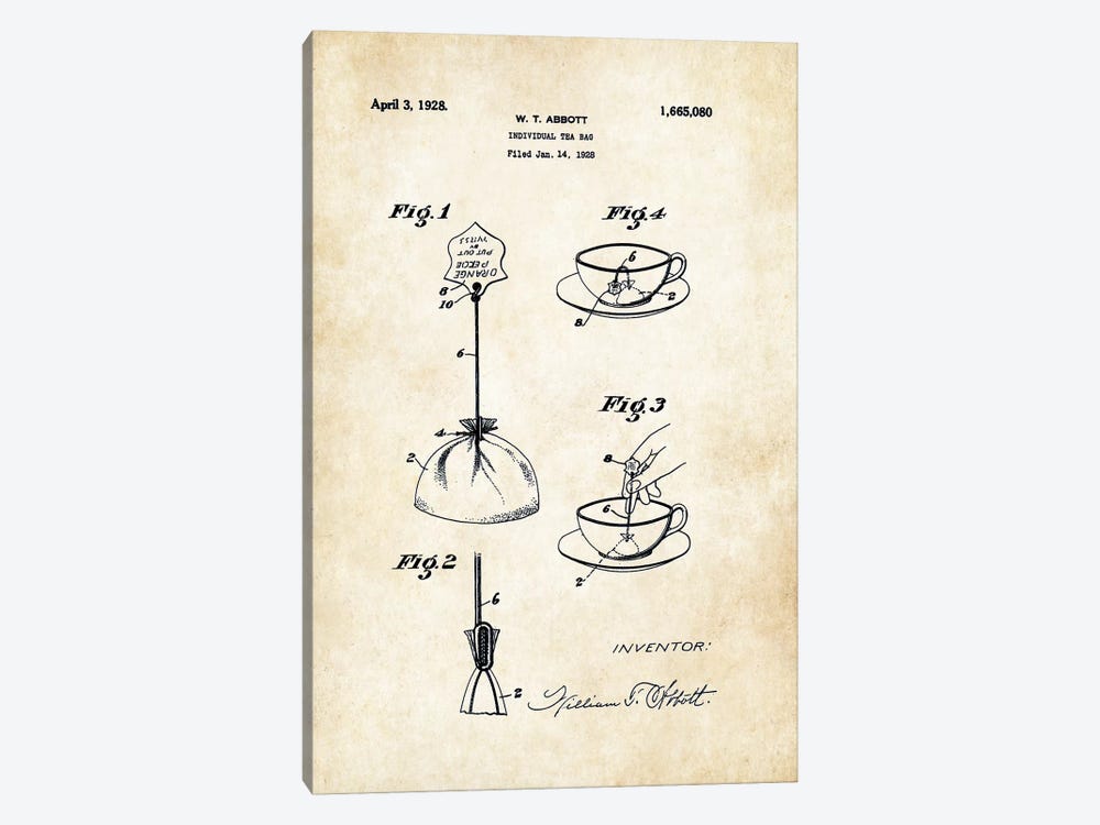 Tea Bag by Patent77 1-piece Canvas Print