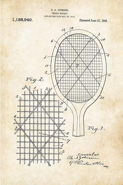 Tennis Racket by Patent77 framed canvas print