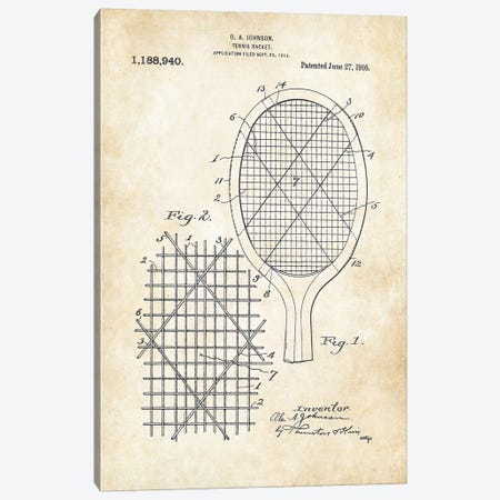 Tennis Racket Canvas Print #PTN262} by Patent77 Art Print