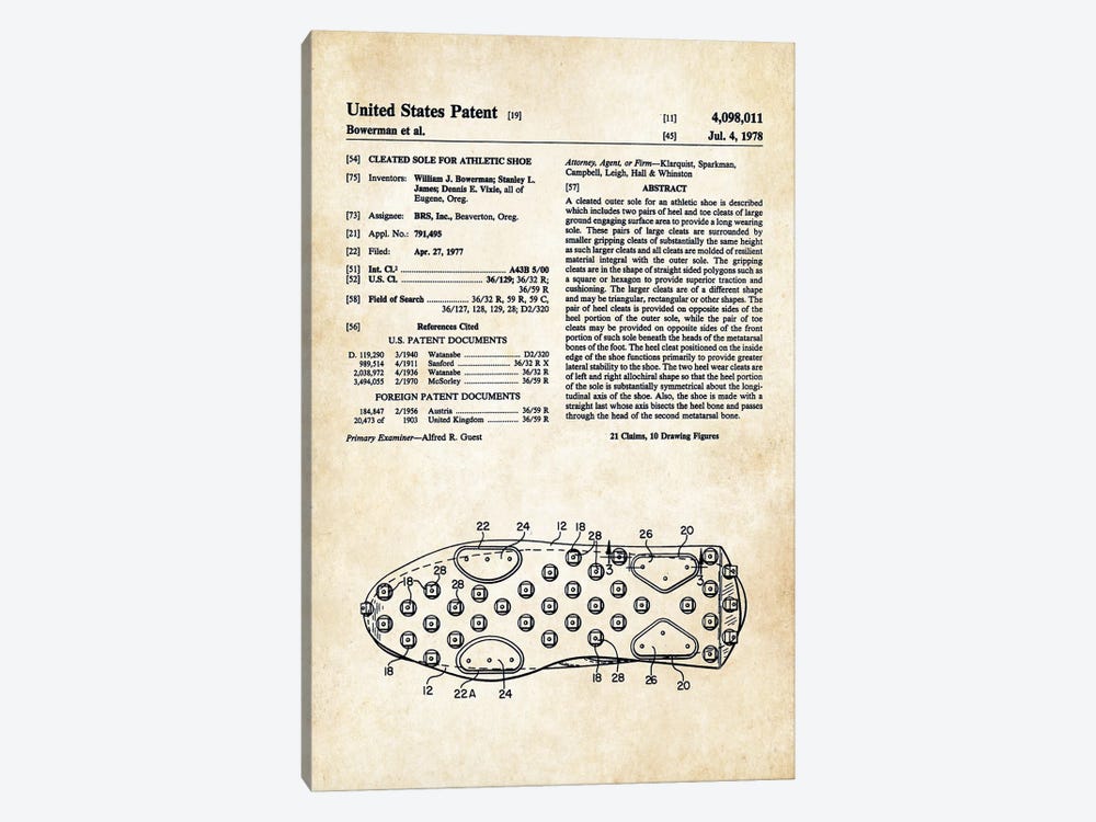 Tennis Shoes by Patent77 1-piece Canvas Art Print