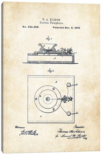 Thomas Edison Carbon Telephone Canvas Art Print - Patent77