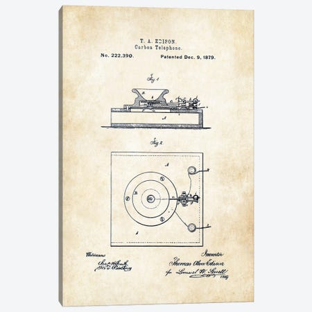Thomas Edison Carbon Telephone Canvas Print #PTN264} by Patent77 Canvas Wall Art