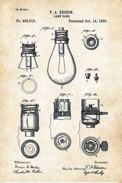 Electronics & Communication Blueprints: Thomas Edison Lamp by Patent77