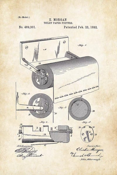 Toilet Paper Fixture by Patent77 metal wall art