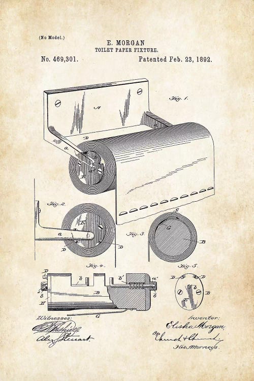Toilet Paper Fixture by Patent77 wall art