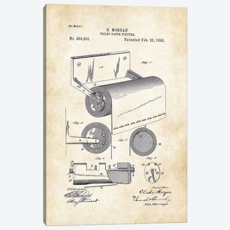 Toilet Paper Fixture Canvas Print #PTN268} by Patent77 Art Print