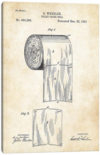 Toilet Paper Roll Canvas Art Print - Patent77