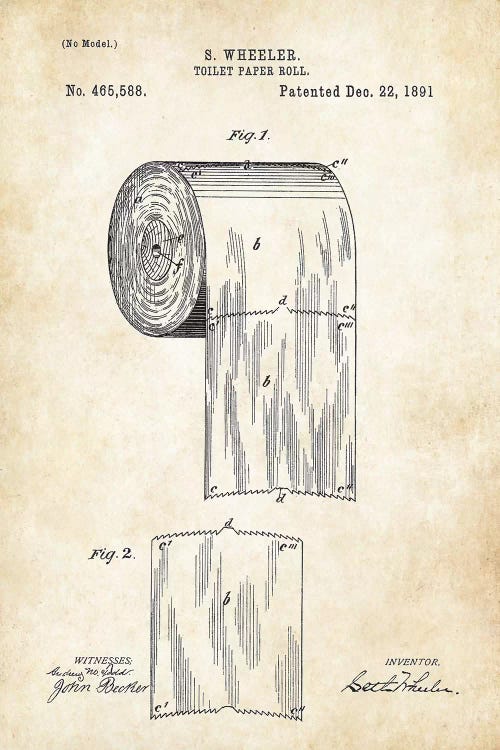 Toilet Paper Roll by Patent77 wall art