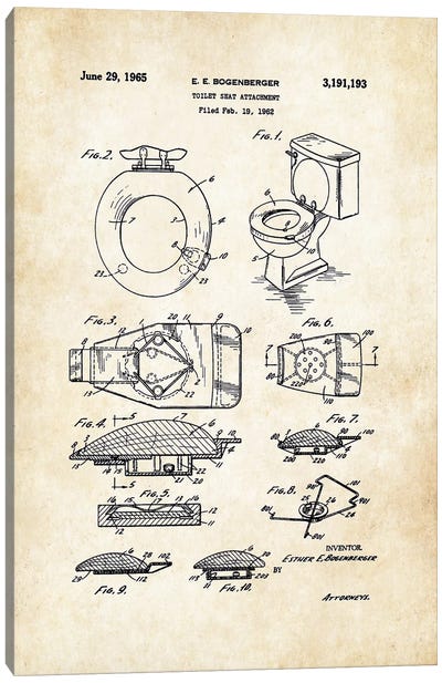 Toilet Seat Canvas Art Print - Blueprints & Patent Sketches