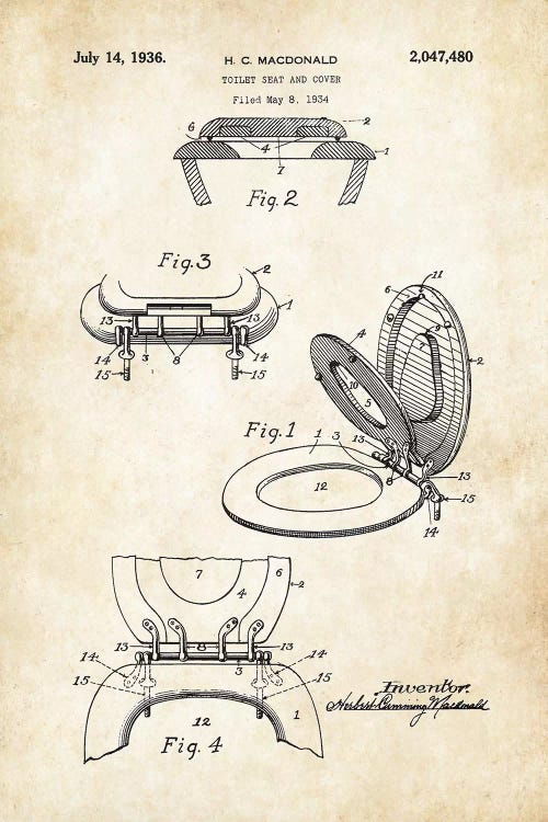 Toilet Seat by Patent77 wall art