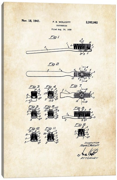Tootbrush (1941) Canvas Art Print - Patent77