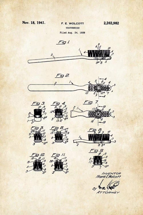 Tootbrush (1941) by Patent77 wall art