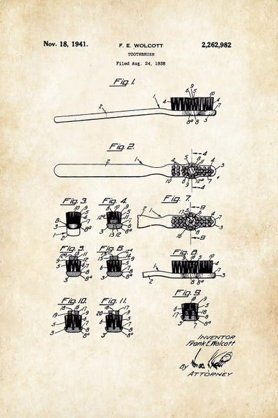 Medical & Dental Blueprints: Tootbrush (1941) by Patent77