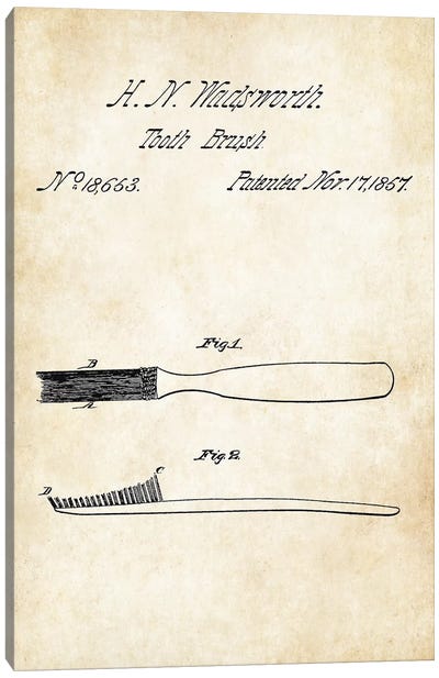 Toothbrush Canvas Art Print - Medical & Dental Blueprints