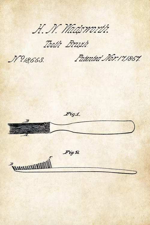 Toothbrush by Patent77 wall art
