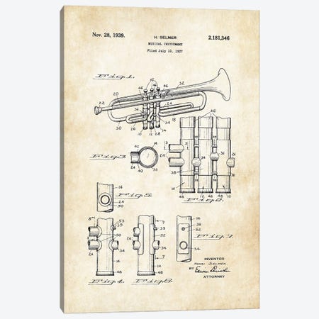 Trumpet (1939) Canvas Print #PTN276} by Patent77 Canvas Art Print