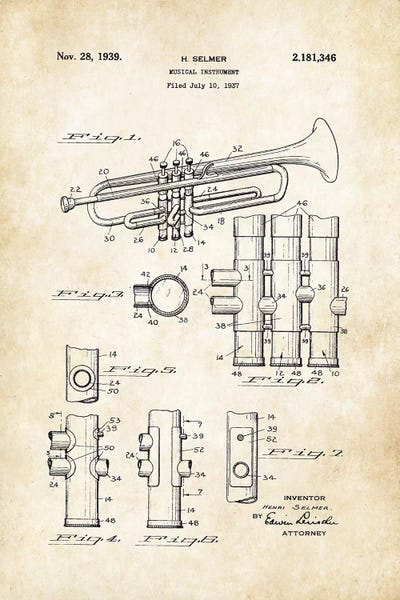 Music Blueprints: Trumpet (1939) by Patent77