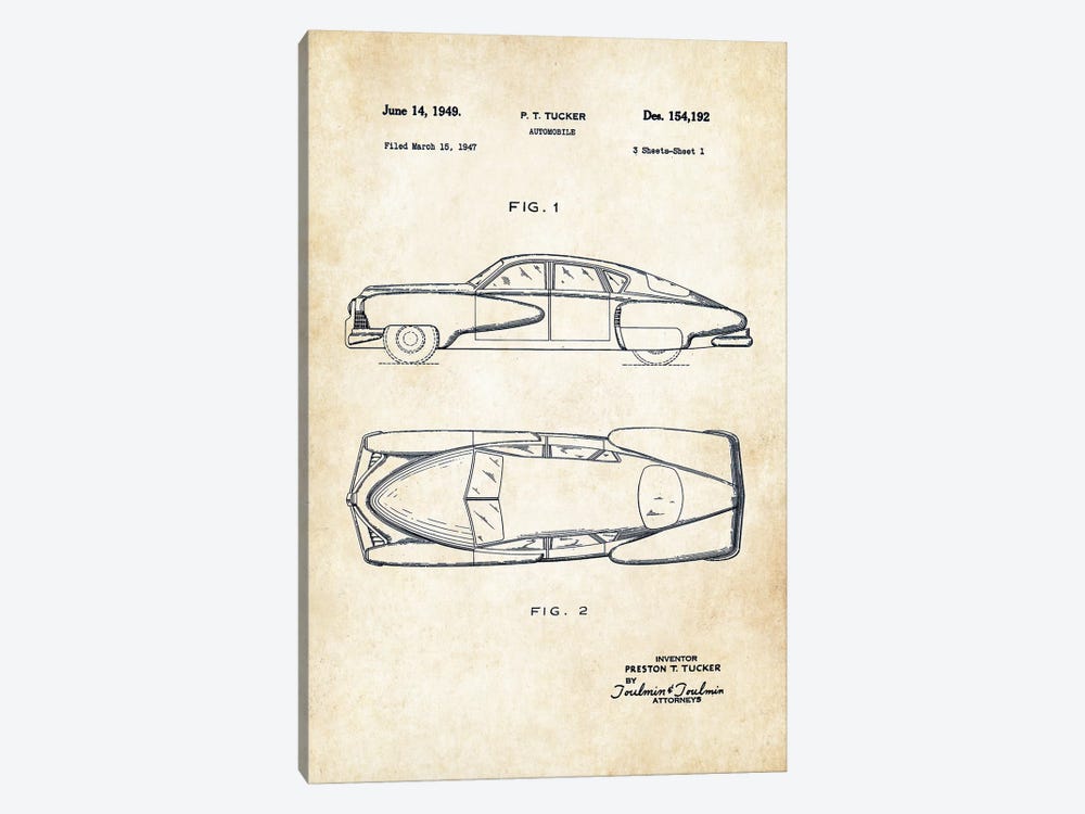 Tucker Torpedo (1949) by Patent77 1-piece Canvas Wall Art