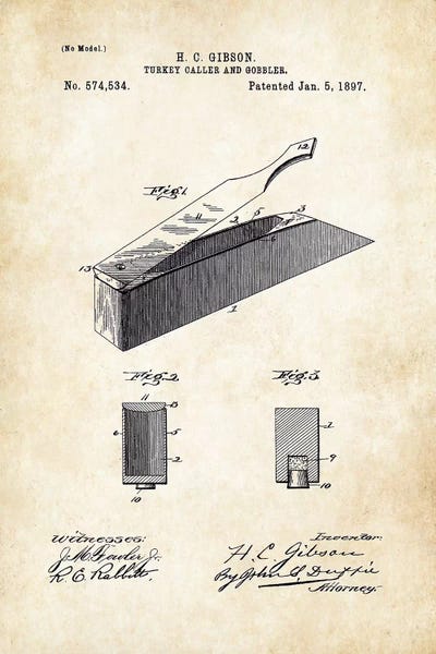 Turkey Box Caller by Patent77 framed canvas print