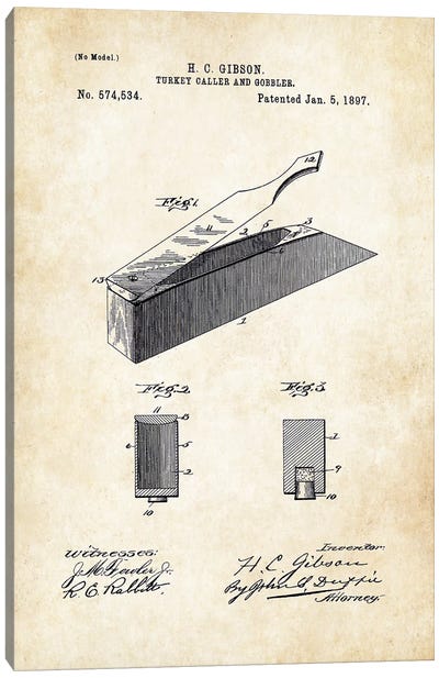 Turkey Box Caller Canvas Art Print - Patent77