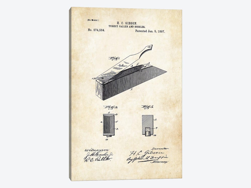 Turkey Box Caller by Patent77 1-piece Art Print
