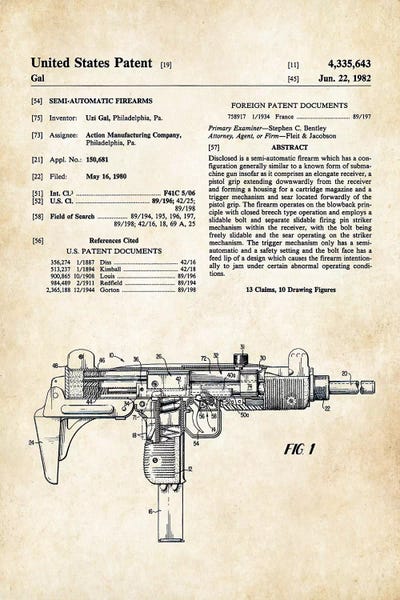 Weapon Blueprints: Uzi Submachine Gun by Patent77