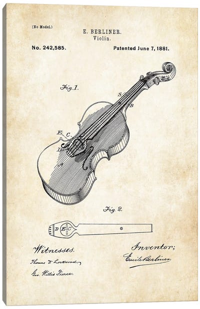 Violin Canvas Art Print - Patent77