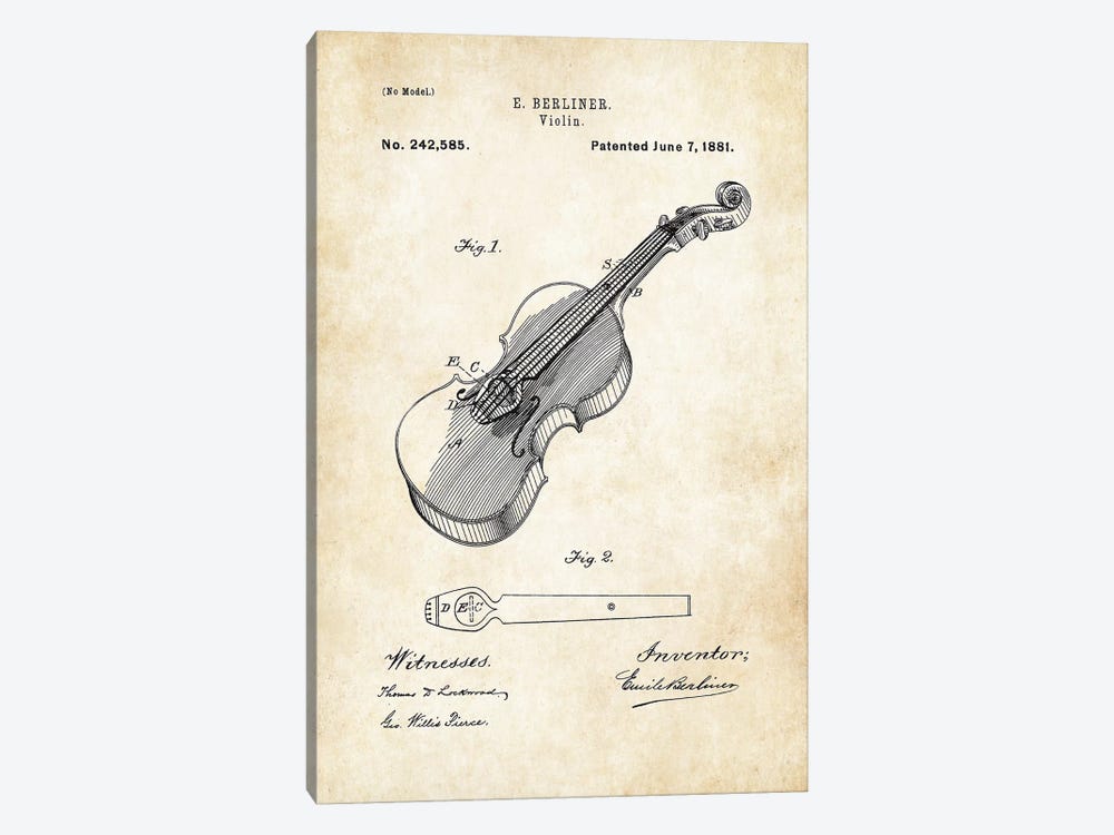 Violin by Patent77 1-piece Canvas Wall Art