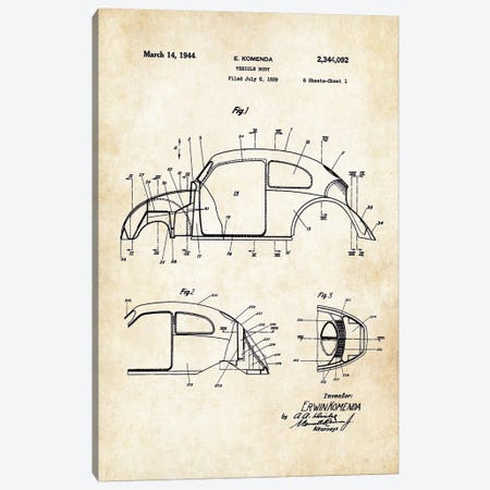 Volkswagen Beetle Canvas Print #PTN283} by Patent77 Canvas Print