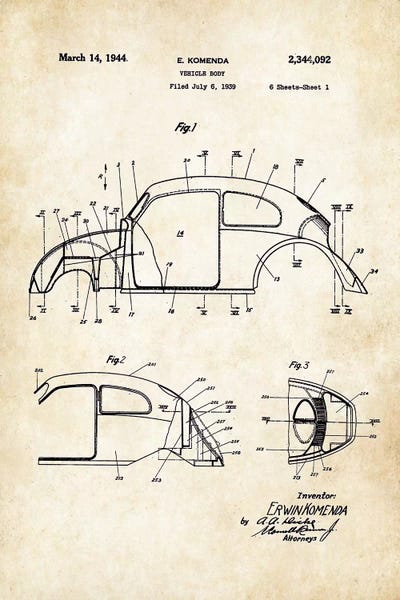 Automobile Blueprints: Volkswagen Beetle by Patent77