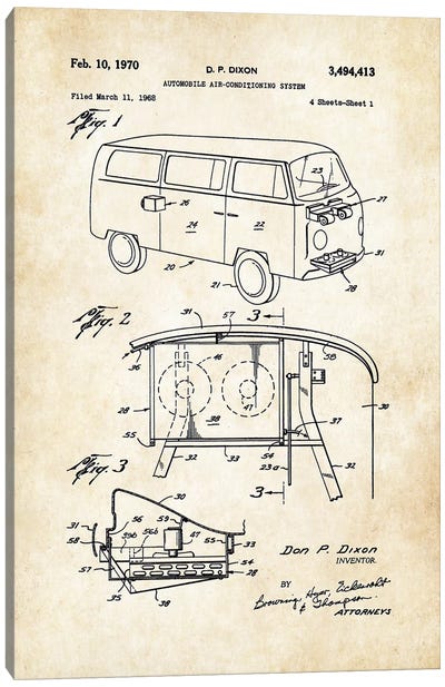 Volkswagen Bus Canvas Art Print - Automobile Blueprints