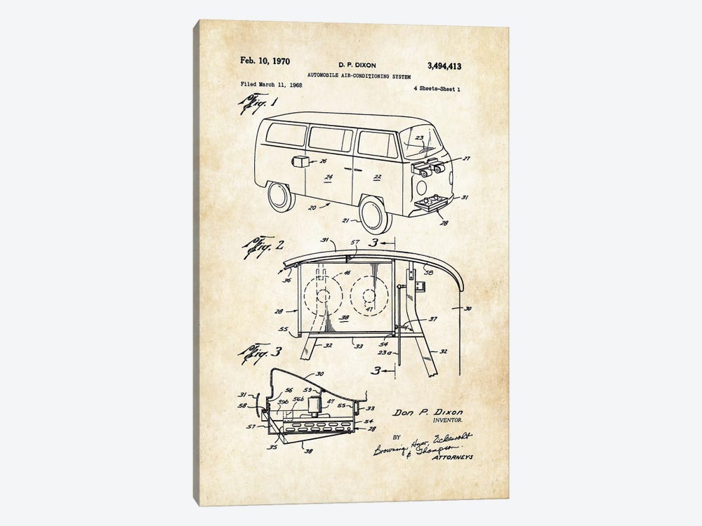 Volkswagen Bus by Patent77 1-piece Canvas Art
