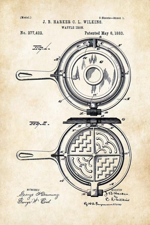 Waffle Iron by Patent77 wall art