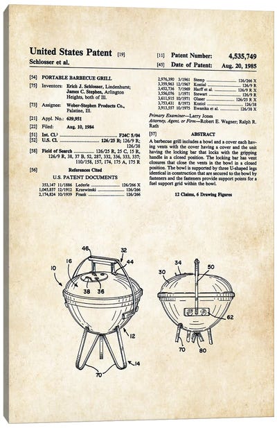 Weber BBQ Grill Canvas Art Print - Patent77
