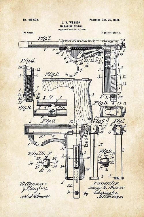 Wesson Pistol (1898) by Patent77 wall art