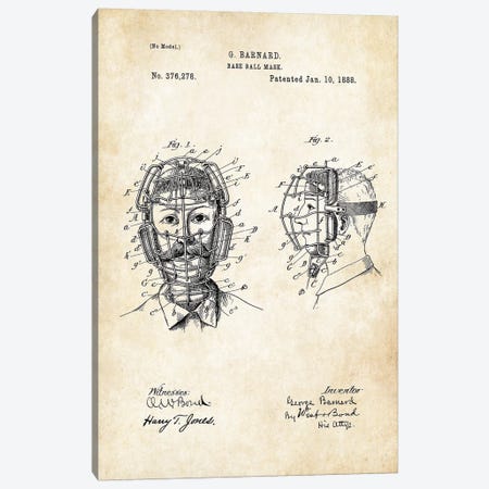 Baseball Catcher Mask Canvas Print #PTN28} by Patent77 Canvas Art Print