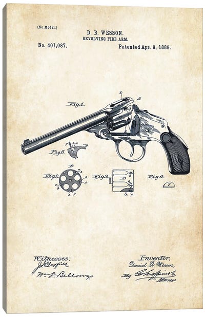 Wesson Revolver Canvas Art Print - Weapon Blueprints