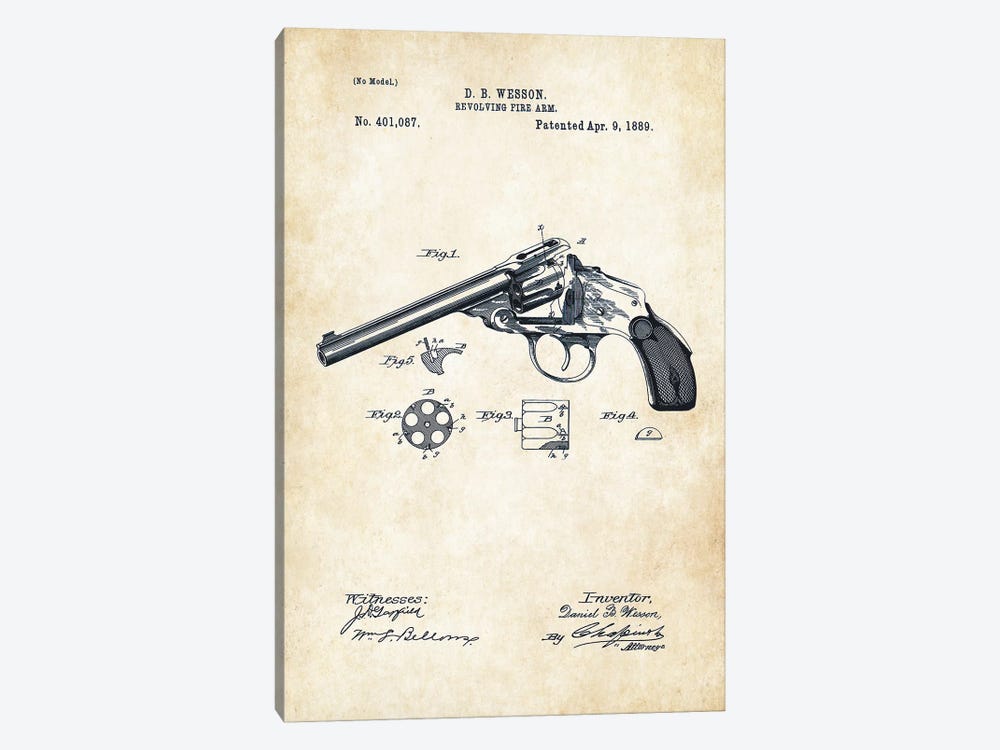 Wesson Revolver by Patent77 1-piece Canvas Print