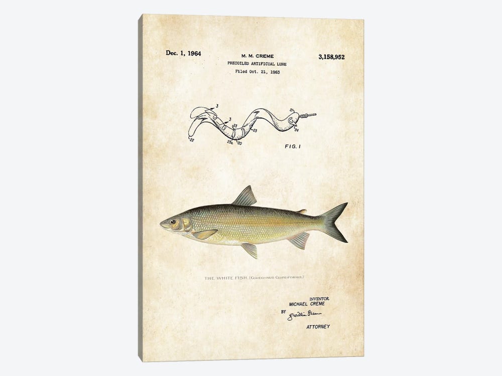 Whitefish Fishing Lure by Patent77 1-piece Canvas Art