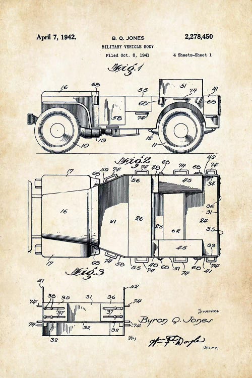 Willys Jeep  by Patent77 wall art