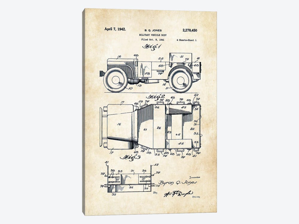 Willys Jeep  by Patent77 1-piece Canvas Artwork