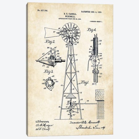 Windmill (1906) Canvas Print #PTN294} by Patent77 Canvas Art Print