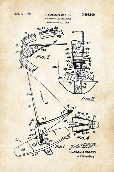 Nautical Blueprints: Windsurfer by Patent77