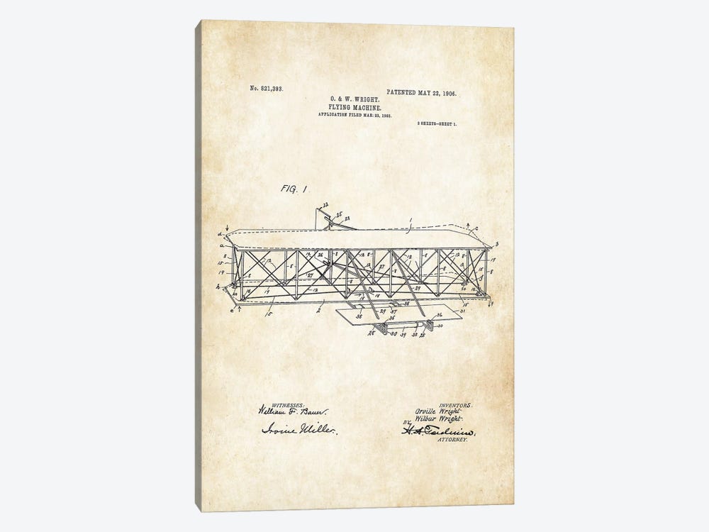 Wright Brothers Airplane by Patent77 1-piece Art Print