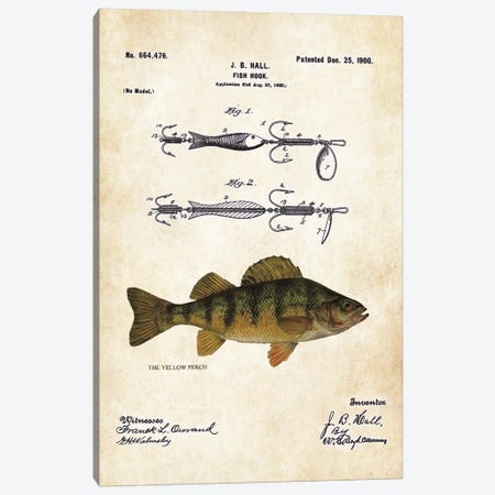 Yellow Perch Fishing Lure Canvas Print #PTN297} by Patent77 Canvas Art Print