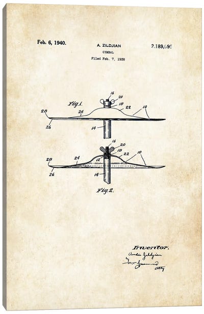 Zildjian Cymbal  Canvas Art Print - Music Blueprints