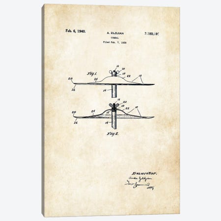 Zildjian Cymbal  Canvas Print #PTN298} by Patent77 Canvas Art