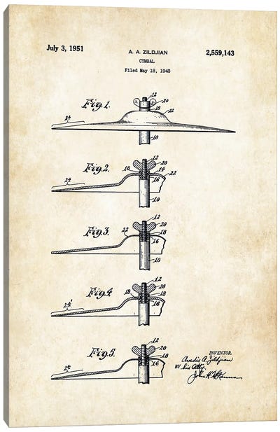 Zildjian Cymbal  Canvas Art Print - Patent77